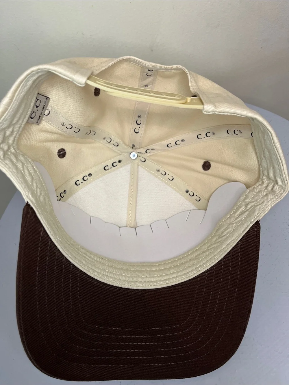 C.C. “Ask Me About My Dog” Beige & Brown Trucker Hat with Pink Embroidery NEW